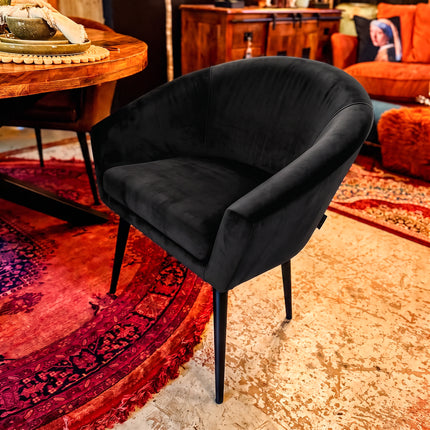Peter Dining Chair in Black Ebony Velvet 