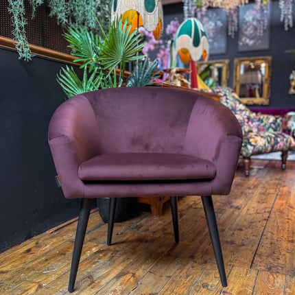 Peter Dining Chair in Plush Purple Plum Velvet - Clearance