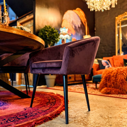 Peter Dining Chair in Plush Purple Plum Velvet - Clearance