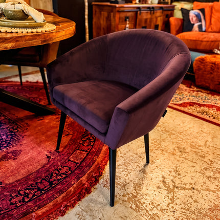 Peter Dining Chair in Plush Purple Plum Velvet - Clearance
