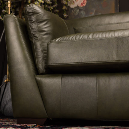 Phoenix Right Hand Facing Chaise in Green Leather