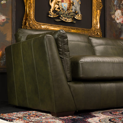 Phoenix Right Hand Facing Chaise in Green Leather