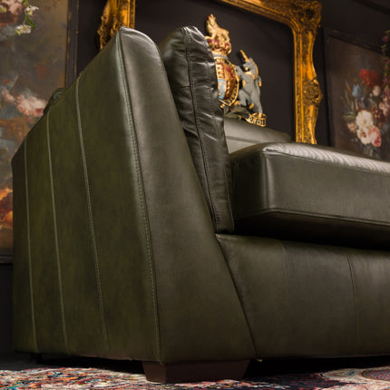 Phoenix Right Hand Facing Chaise in Green Leather