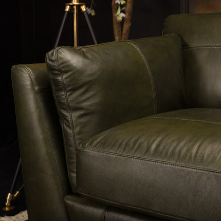 Phoenix Right Hand Facing Chaise in Green Leather