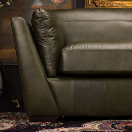 Phoenix Right Hand Facing Chaise in Green Leather