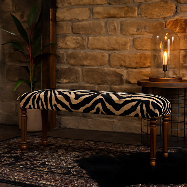 Selfridges Un-Buttoned Small Piano Bench Seat in Zebra Cream