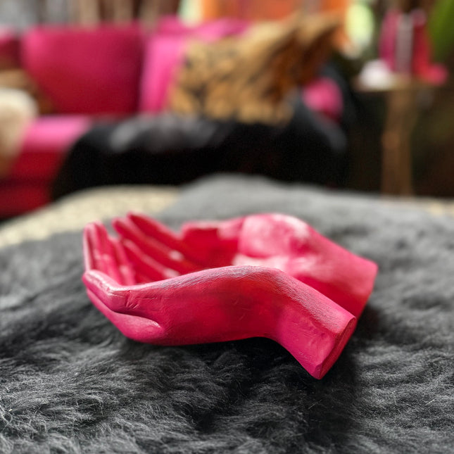 Pink Cupped Hand Bowl