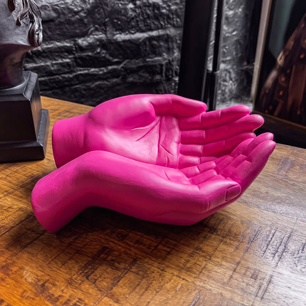 Pink Cupped Hand Bowl