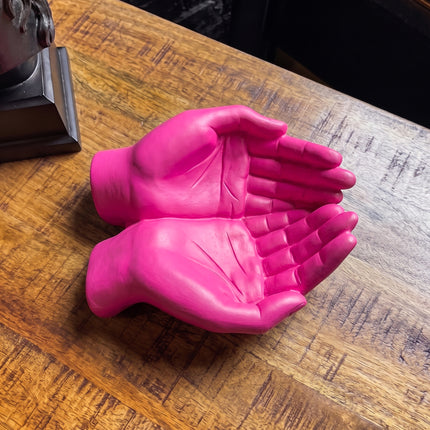 Pink Cupped Hand Bowl