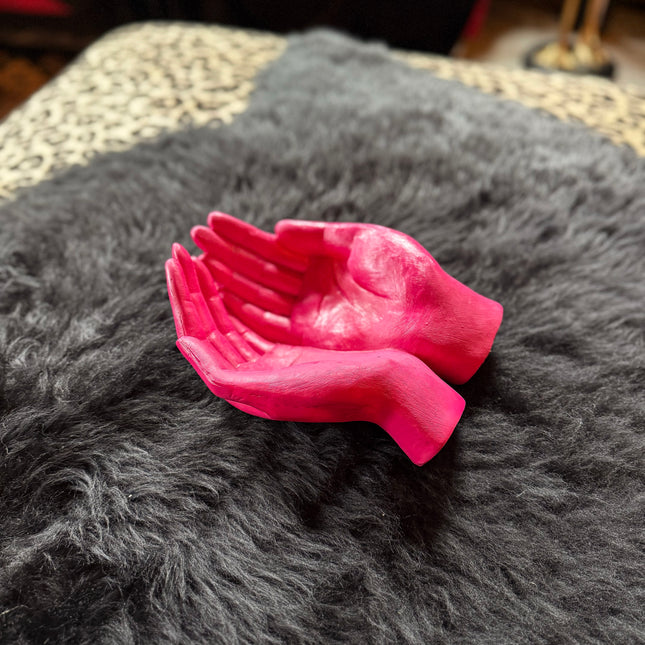 Pink Cupped Hand Bowl