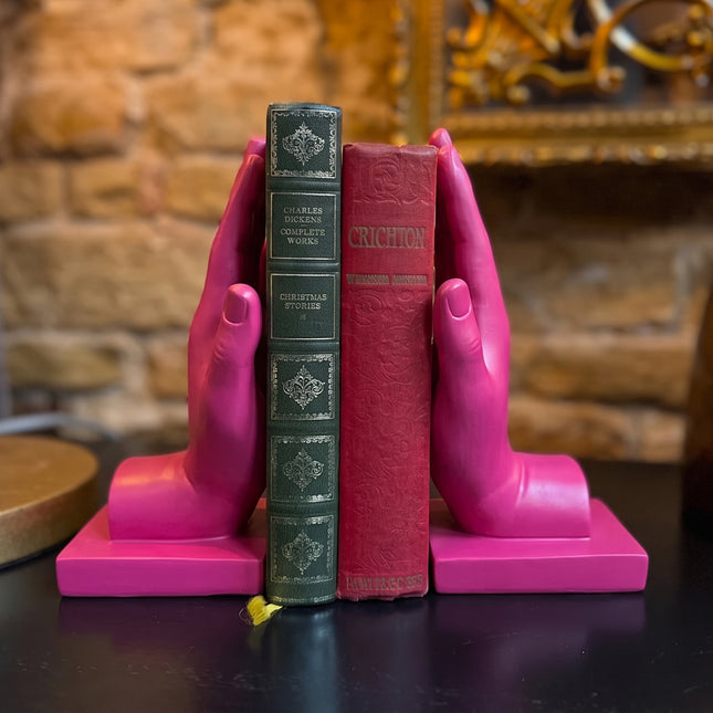Pink Hand Bookends