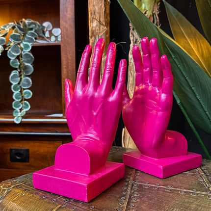 Pink Hand Bookends