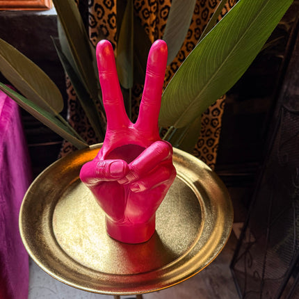 Pink 'Peace' Sign Hand Vase