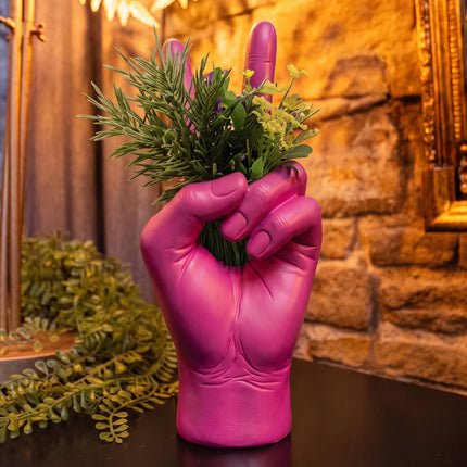 Pink 'Peace' Sign Hand Vase