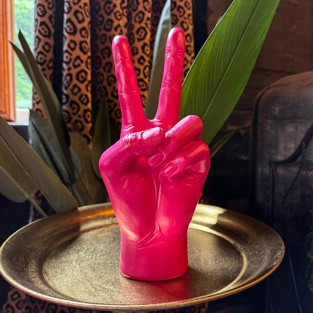 Pink 'Peace' Sign Hand Vase