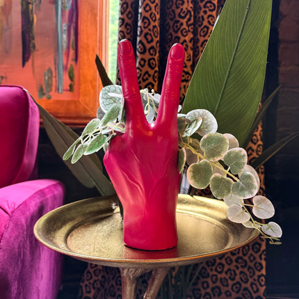 Pink 'Peace' Sign Hand Vase