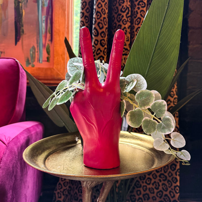 Pink 'Peace' Sign Hand Vase