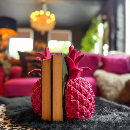 Pink Pineapple Bookends Set of 2