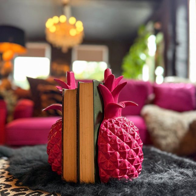 Pink Pineapple Bookends Set of 2