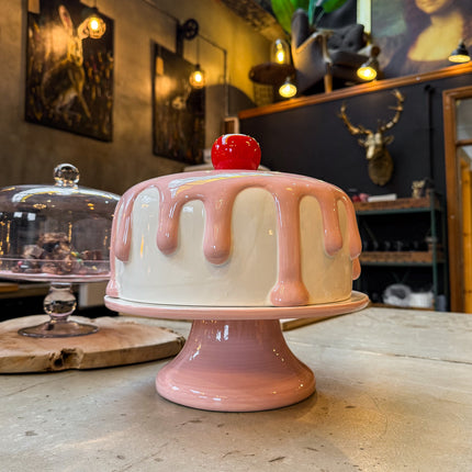 Pink & White Ceramic Iced Cake Stand