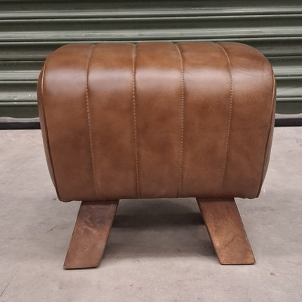 Footstool Brown Leather Pommel Horse - Ex Display