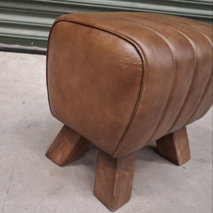 Footstool Brown Leather Pommel Horse - Ex Display