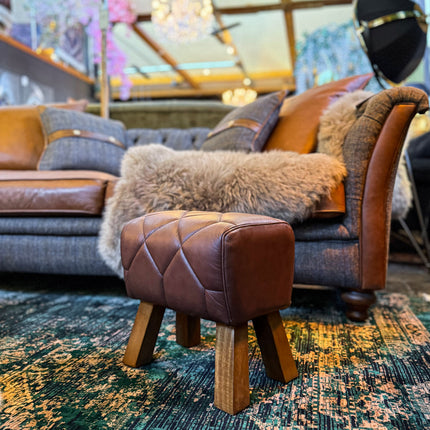 Pommel Horse Footstool in Leather - New