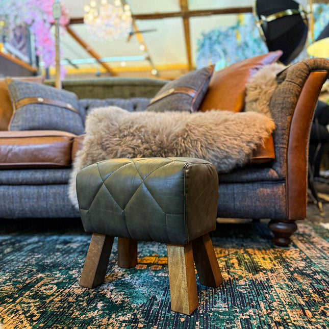 Pommel Horse Footstool in Leather