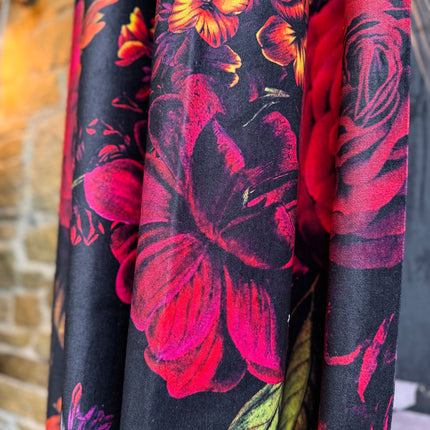Printed Velvet Curtains -  Midnight Haze