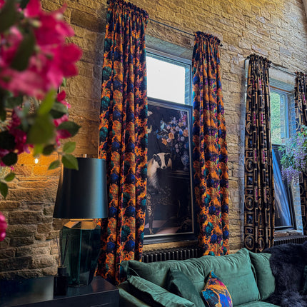 Printed Velvet Curtains - Opal Flora