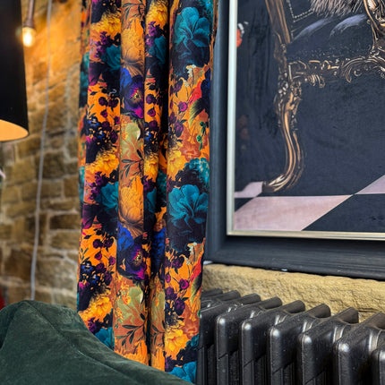 Printed Velvet Curtains - Opal Flora