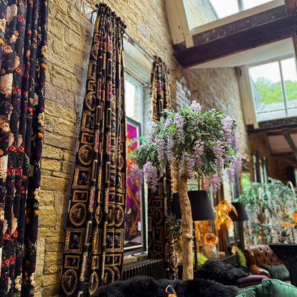 Printed Velvet Curtains - Wall of Portraits