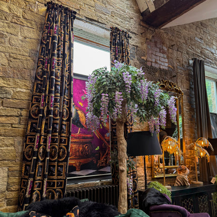 Printed Velvet Curtains - Wall of Portraits