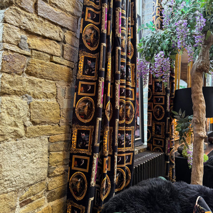 Printed Velvet Curtains - Wall of Portraits