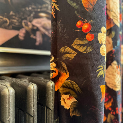 Printed Velvet Curtains -  Willow Dusk