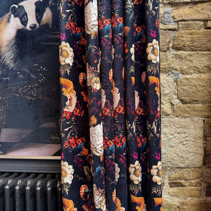 Printed Velvet Curtains -  Willow Dusk