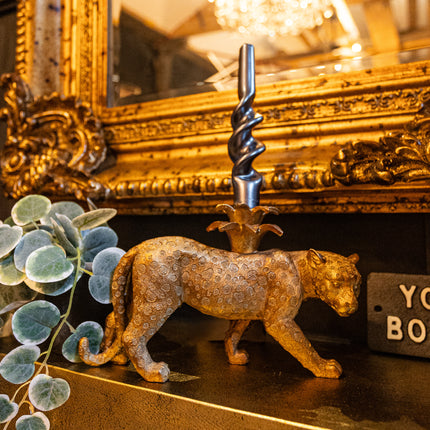 Prowling Leopard Candle Holder