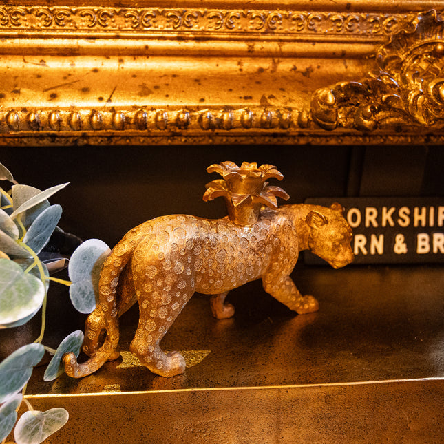 Prowling Leopard Candle Holder