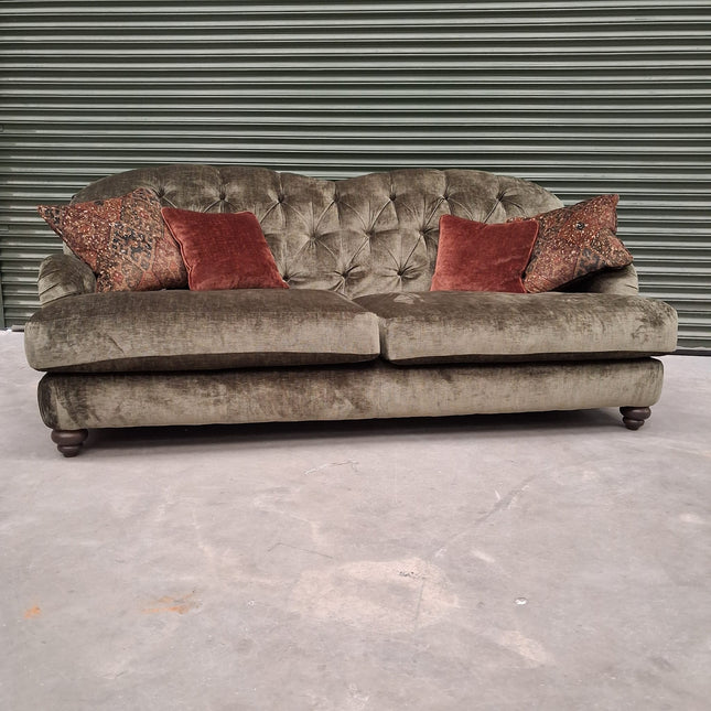 Pudding 4 Seater Sofa in Dion Olive Velvet - Ex Display