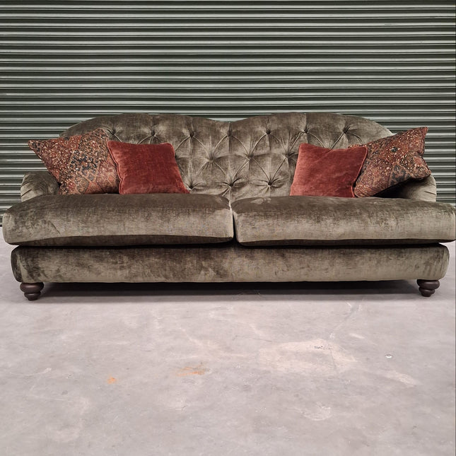 Pudding 4 Seater Sofa in Dion Olive Velvet - Ex Display