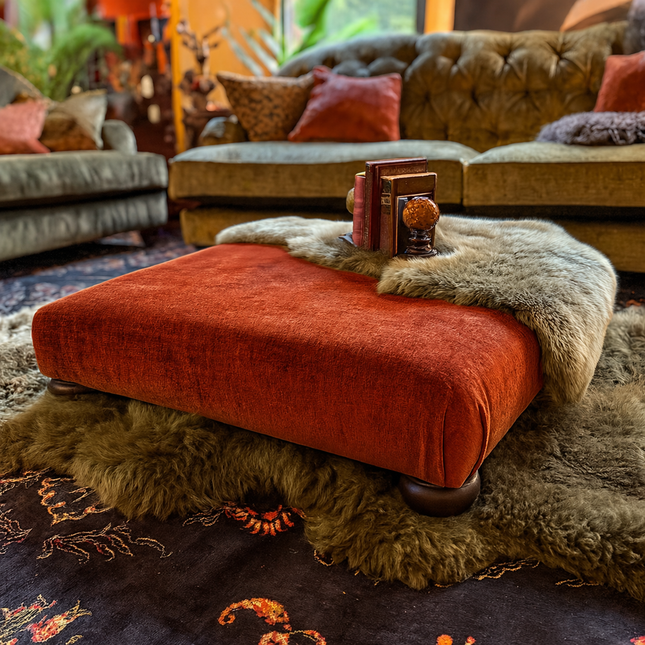 Pudding Footstool in Velvet