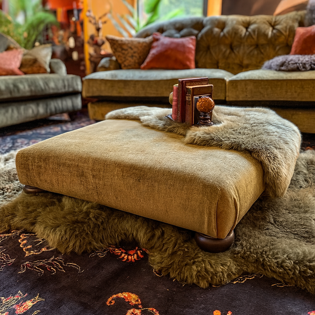 Pudding Footstool in Velvet