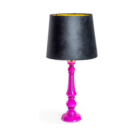 Purple Gloss Wooden Table Lamp with Metallic Shade