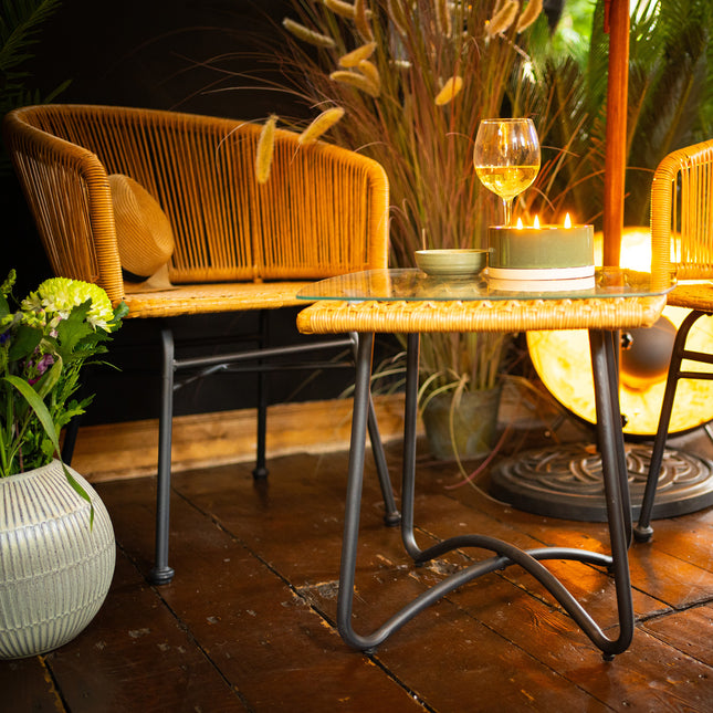 Rattan Outdoor Garden Table & Two Chairs