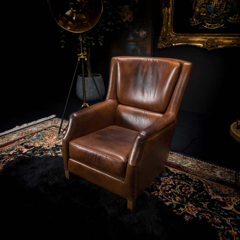Reading Chair in Brazilian Cognac Leather