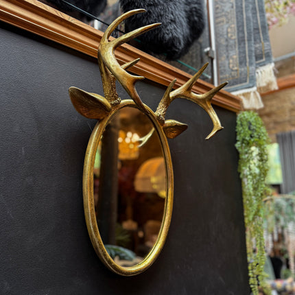 Resin Deer Horn Wall Mirror