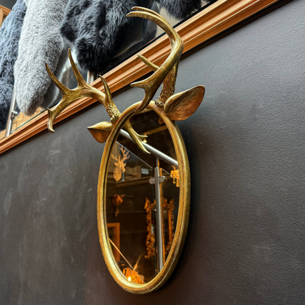 Resin Deer Horn Wall Mirror