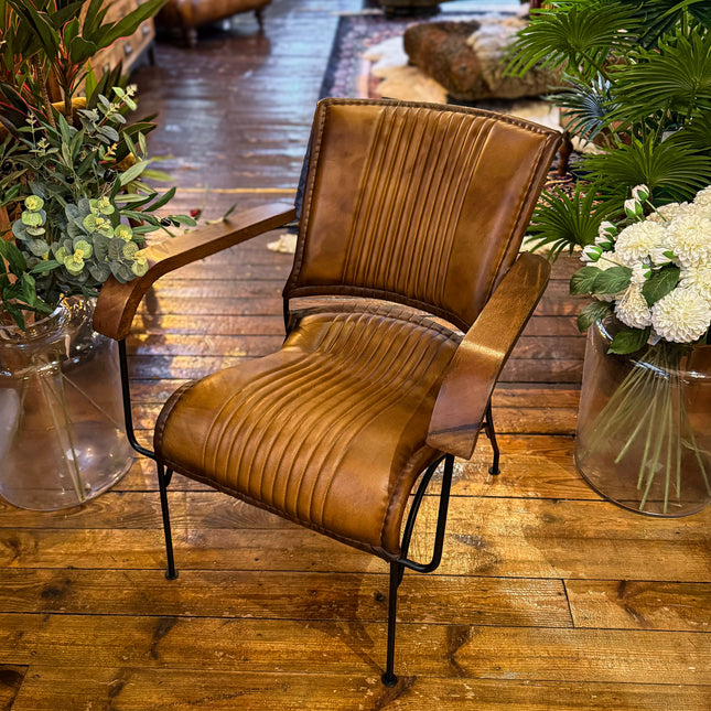 Retro Accent Chair in Leather