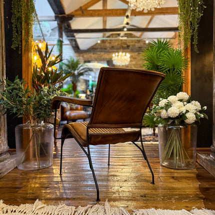 Retro Accent Chair in Leather