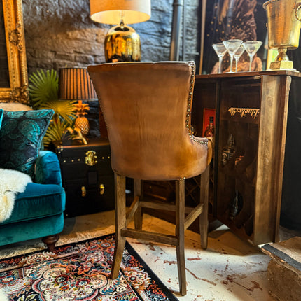 Riley Chesterfield Bar Stool in Leather - New